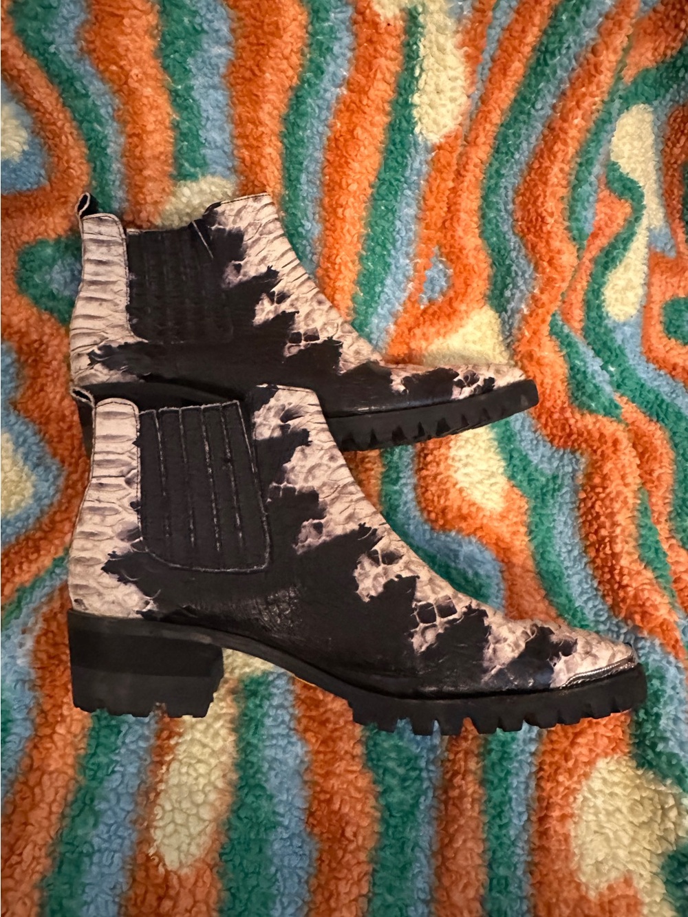 Modern Vice BH&BR Snakeskin Ankle Booties with Vibram Sole Wmns 8